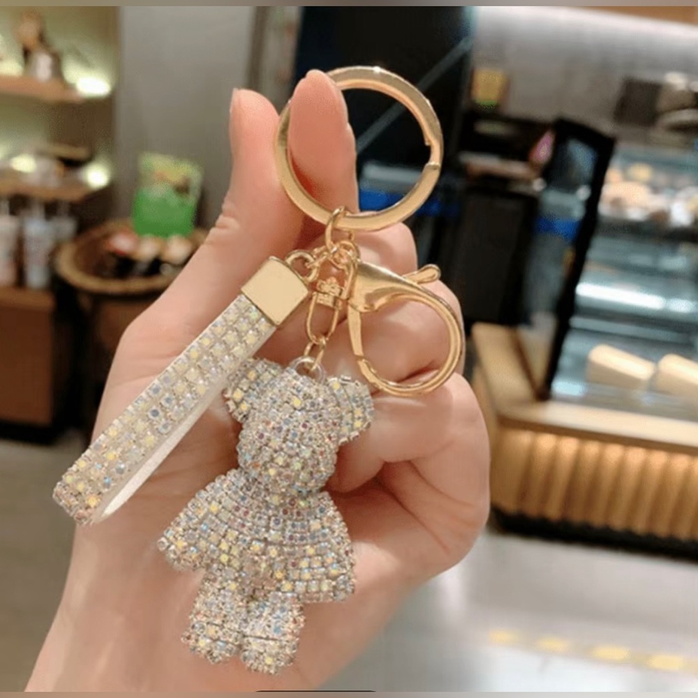 Rhinestones Crystal Bling Teddy Bear keychain, keyring, handbag & purse charm